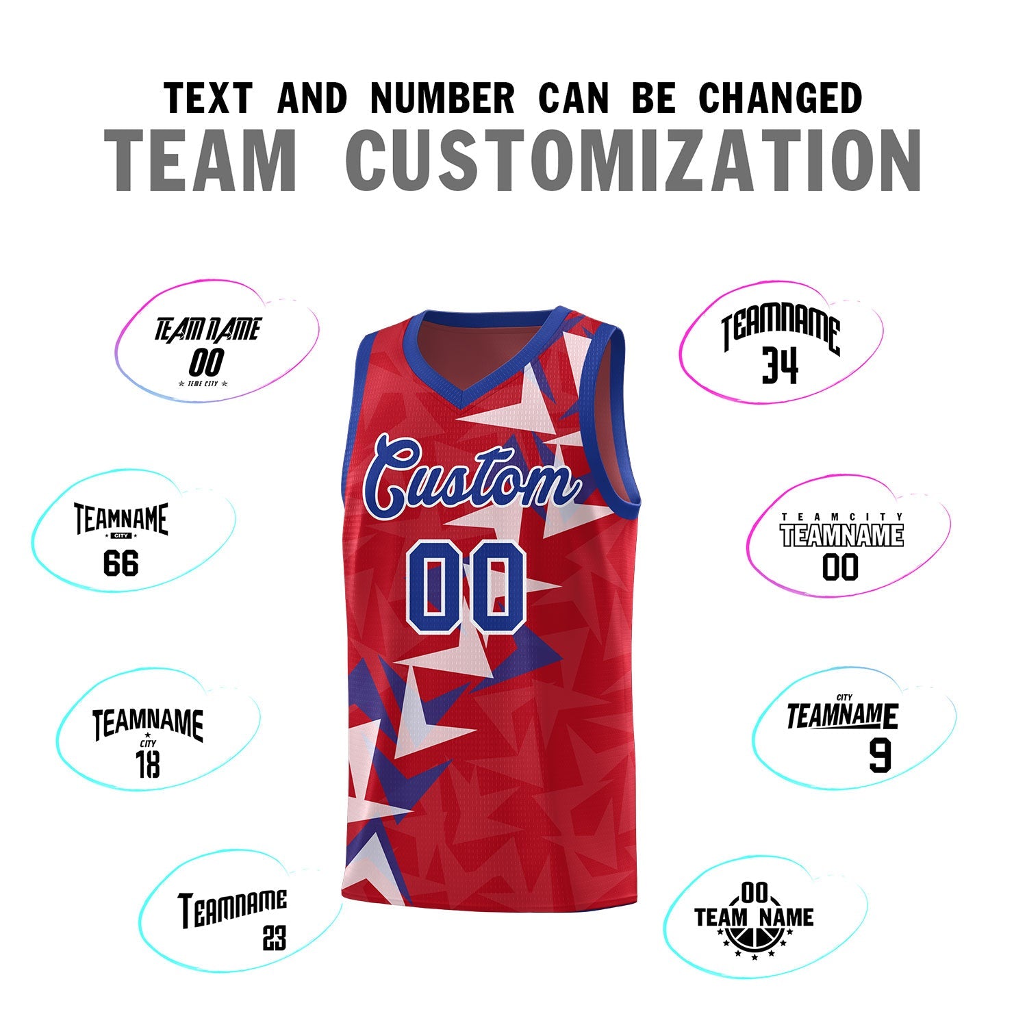 Custom Red Boomerang Pattern Sets Basketball Jersey
