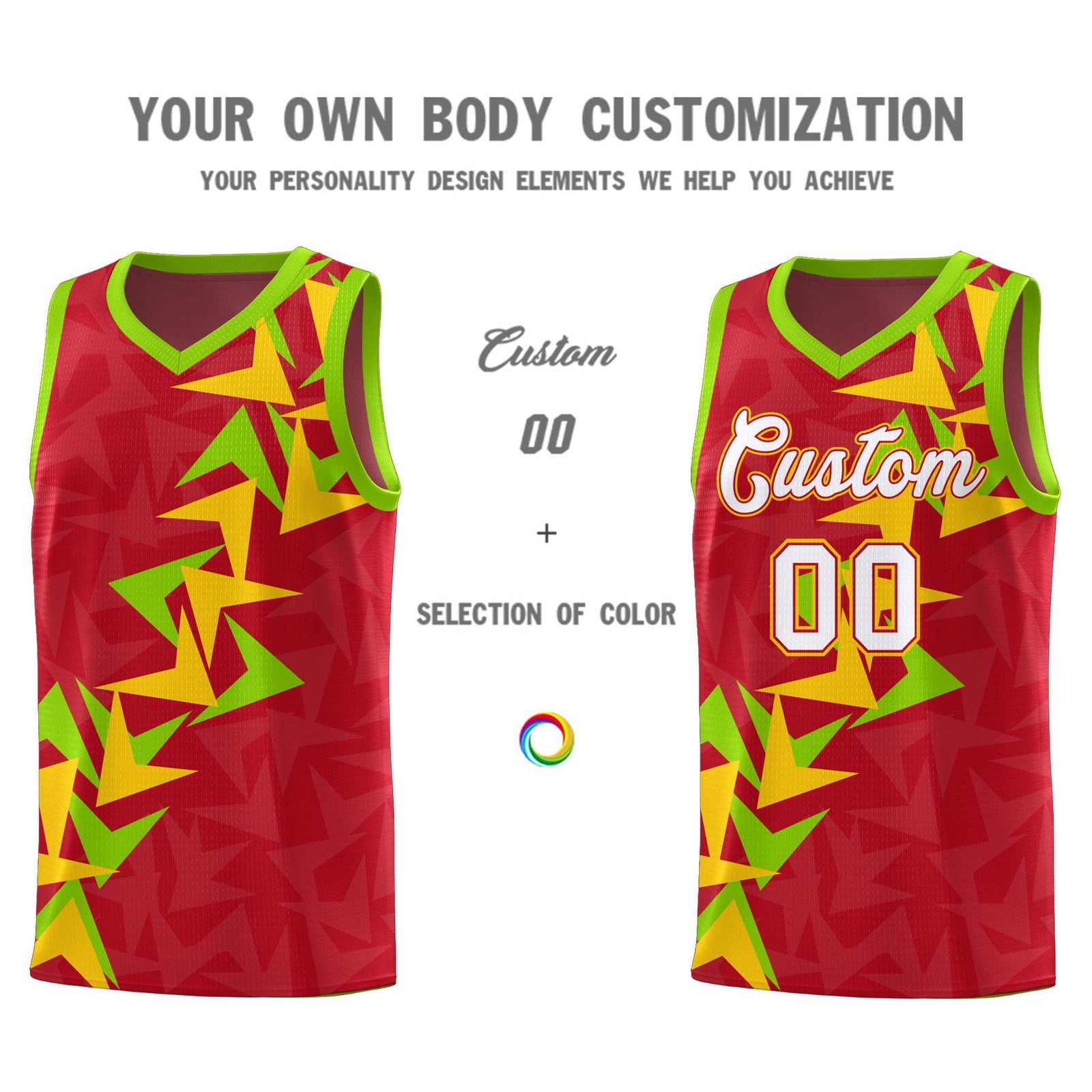 Custom Red Boomerang Pattern Sets Basketball Jersey
