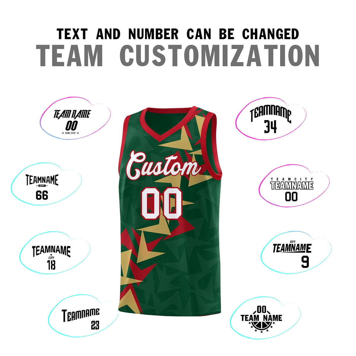 Custom Hunter Green Boomerang Pattern Sets Basketball Jersey