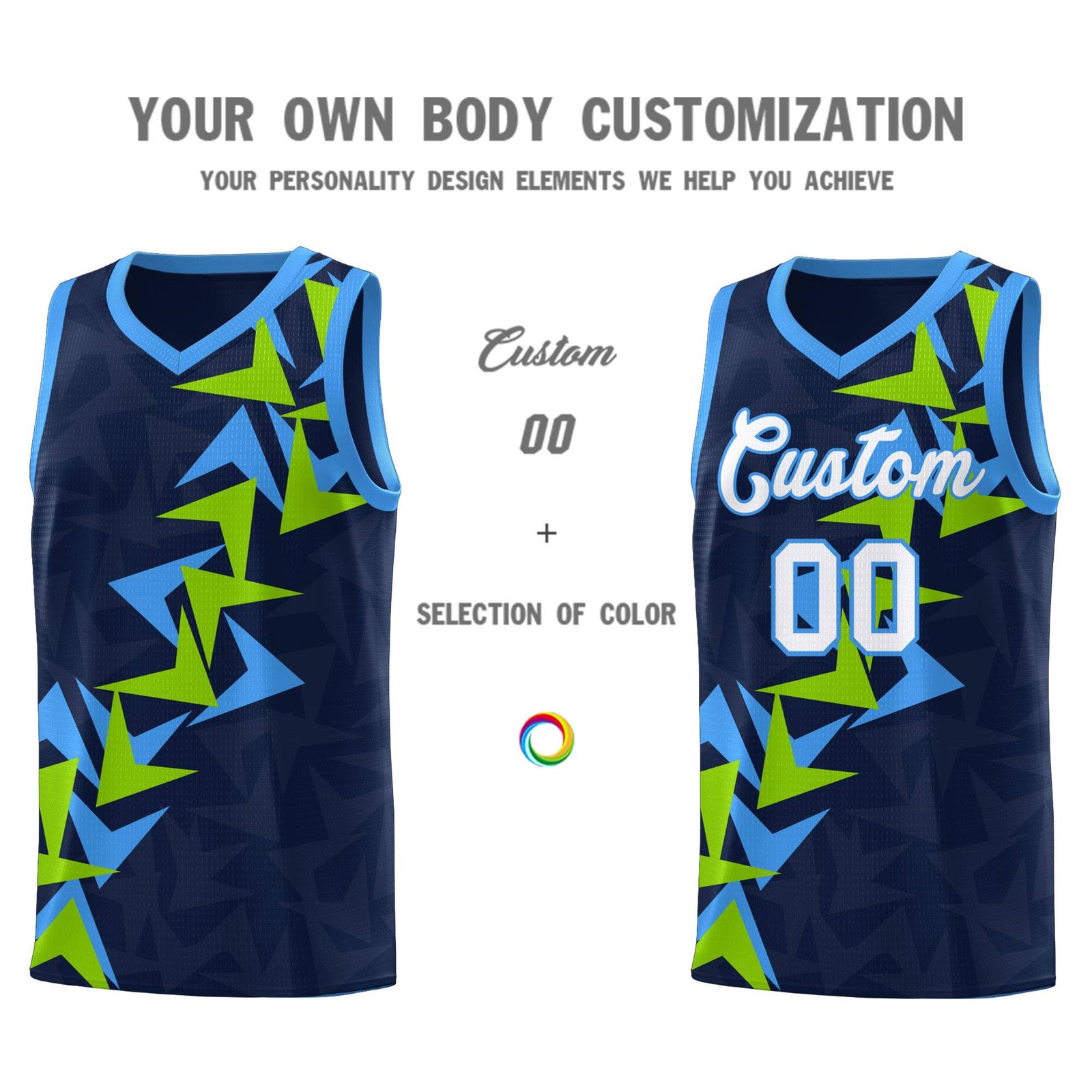Custom Navy Boomerang Pattern Sets Basketball Jersey