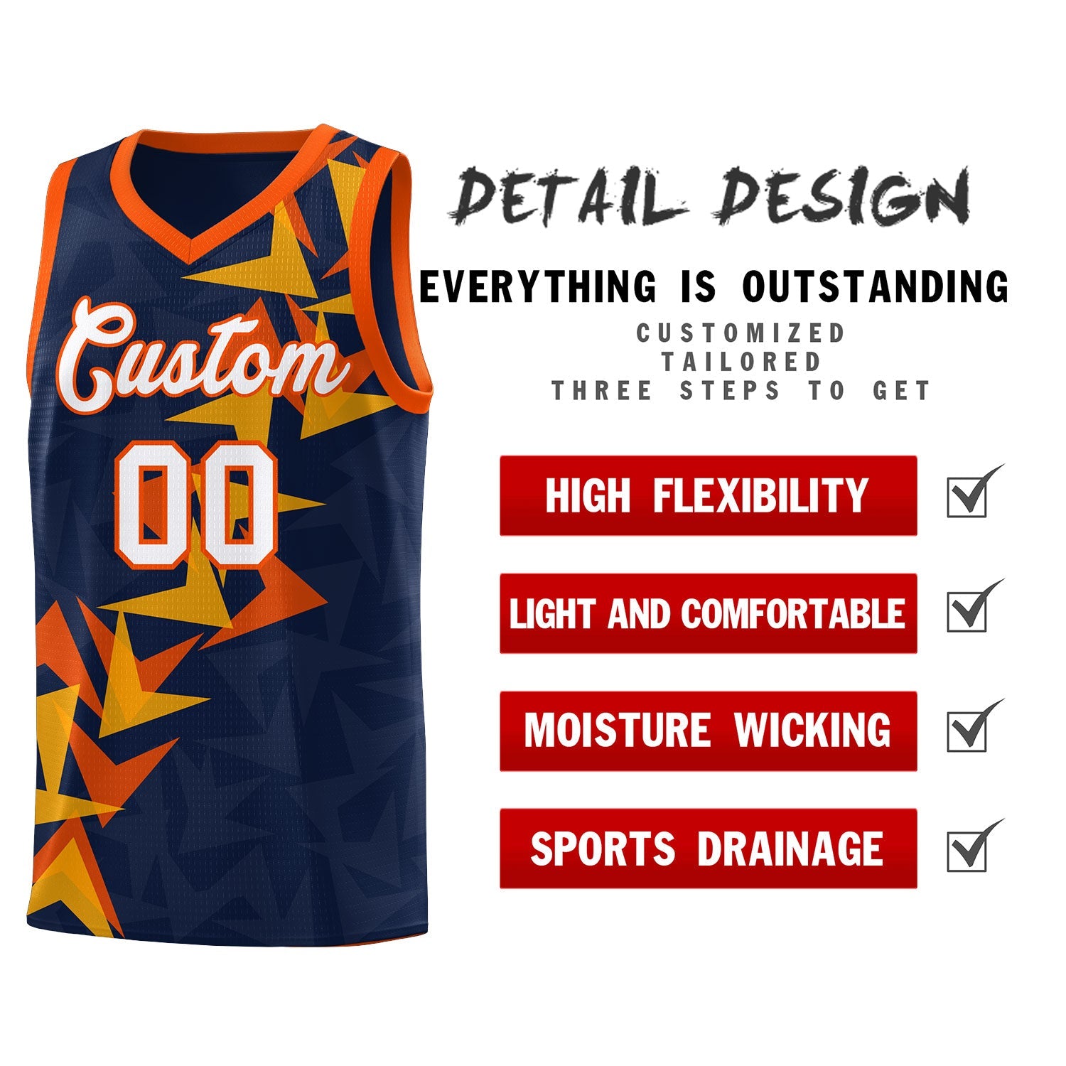 Custom Navy Boomerang Pattern Sets Basketball Jersey