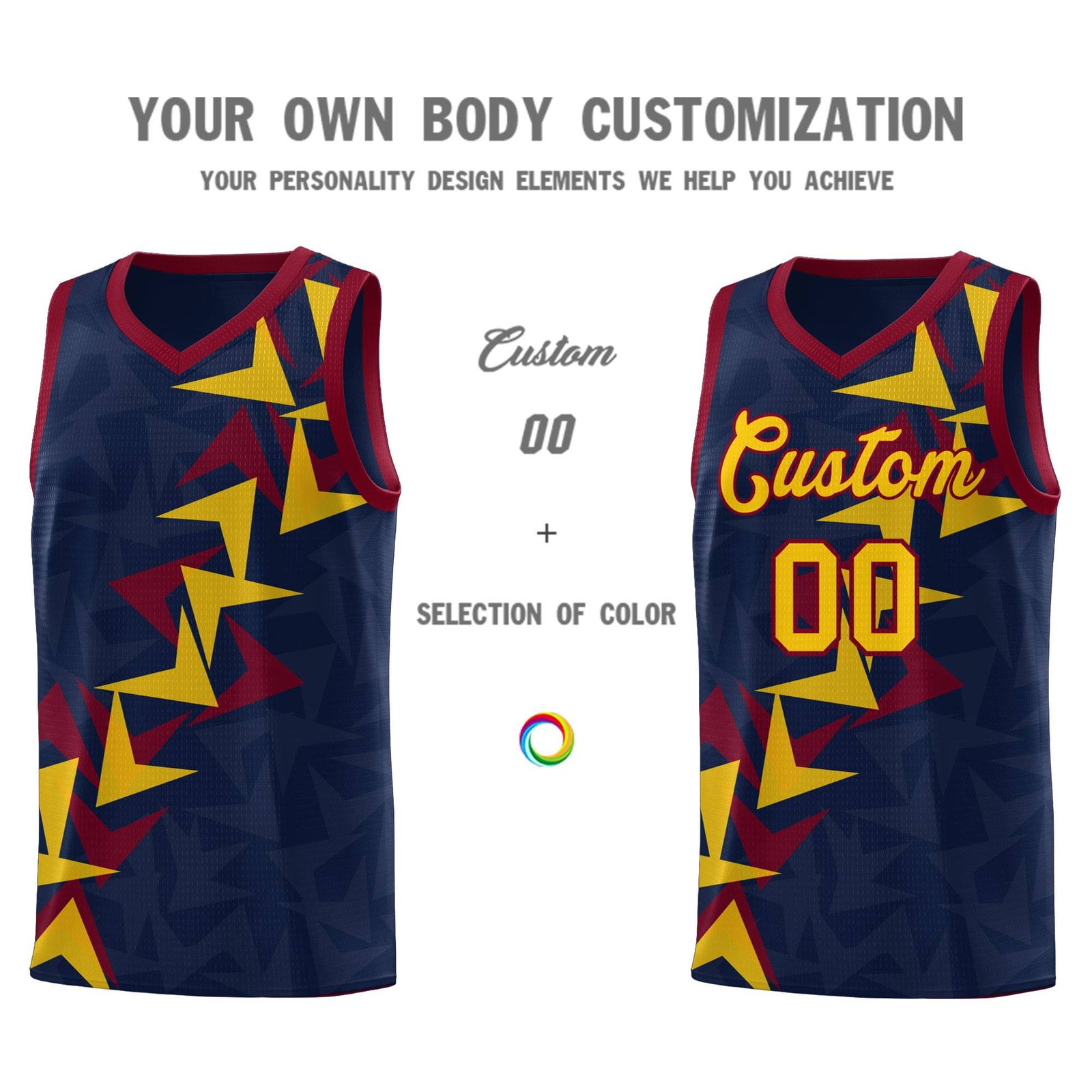 Custom Navy Boomerang Pattern Sets Basketball Jersey