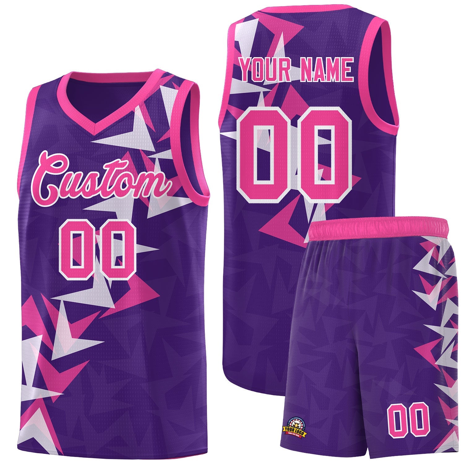 Custom Purple Boomerang Pattern Sets Basketball Jersey