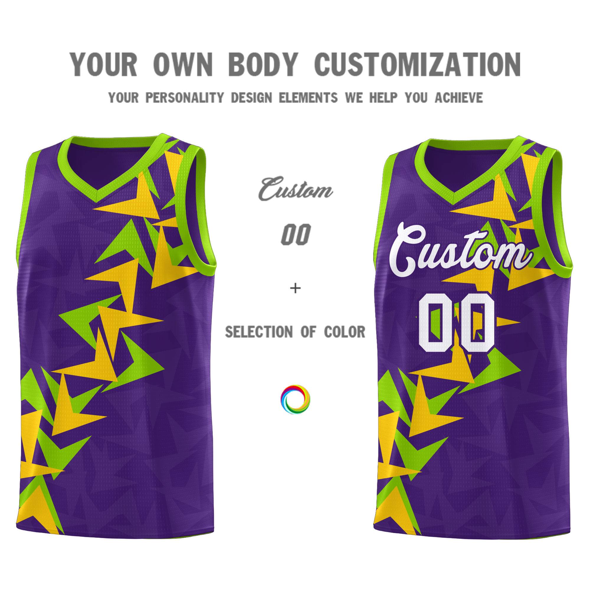Custom Purple Boomerang Pattern Sets Basketball Jersey