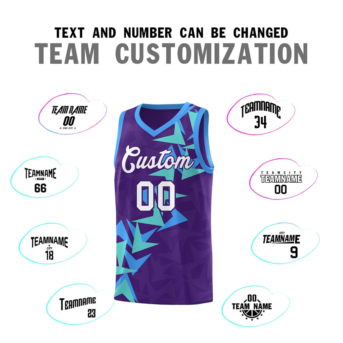 Custom Purple Boomerang Pattern Sets Basketball Jersey