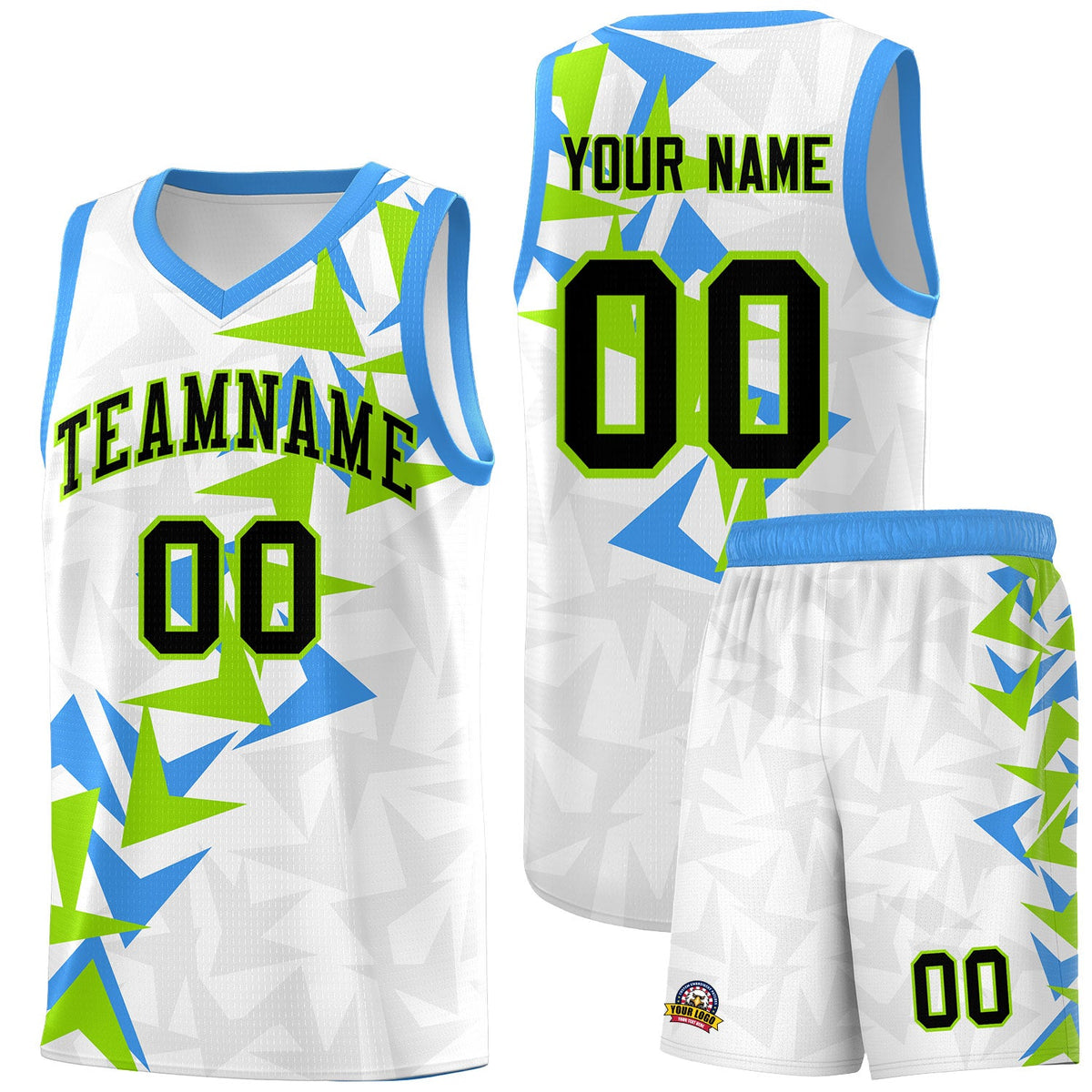 Custom White Boomerang Pattern Sets Basketball Jersey