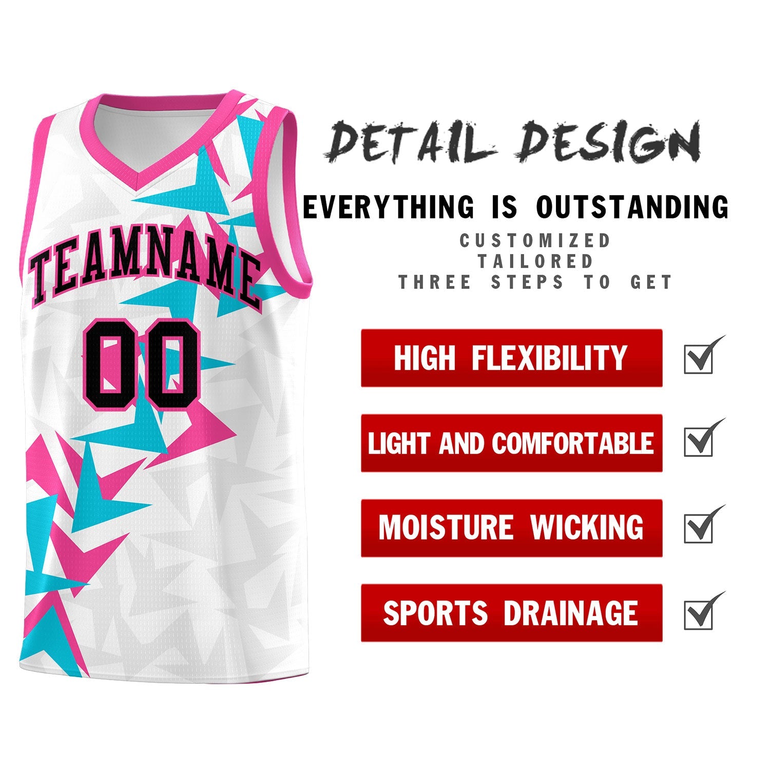 Custom White Boomerang Pattern Sets Basketball Jersey