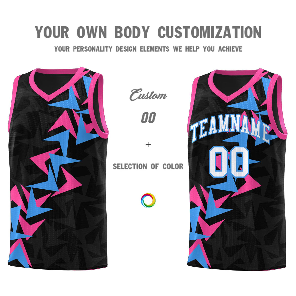 Custom Black Boomerang Pattern Sets Basketball Jersey