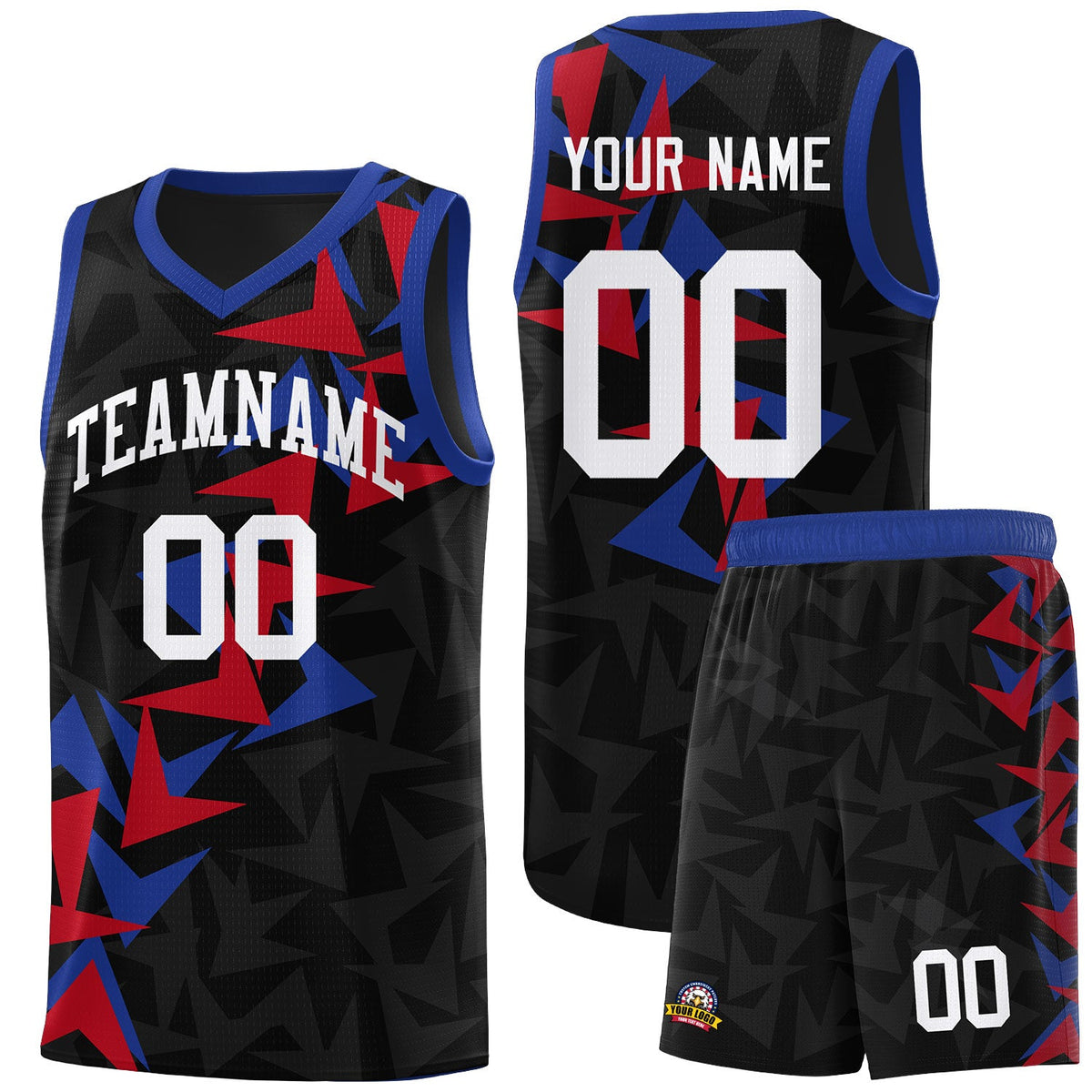 Custom Black Boomerang Pattern Sets Basketball Jersey