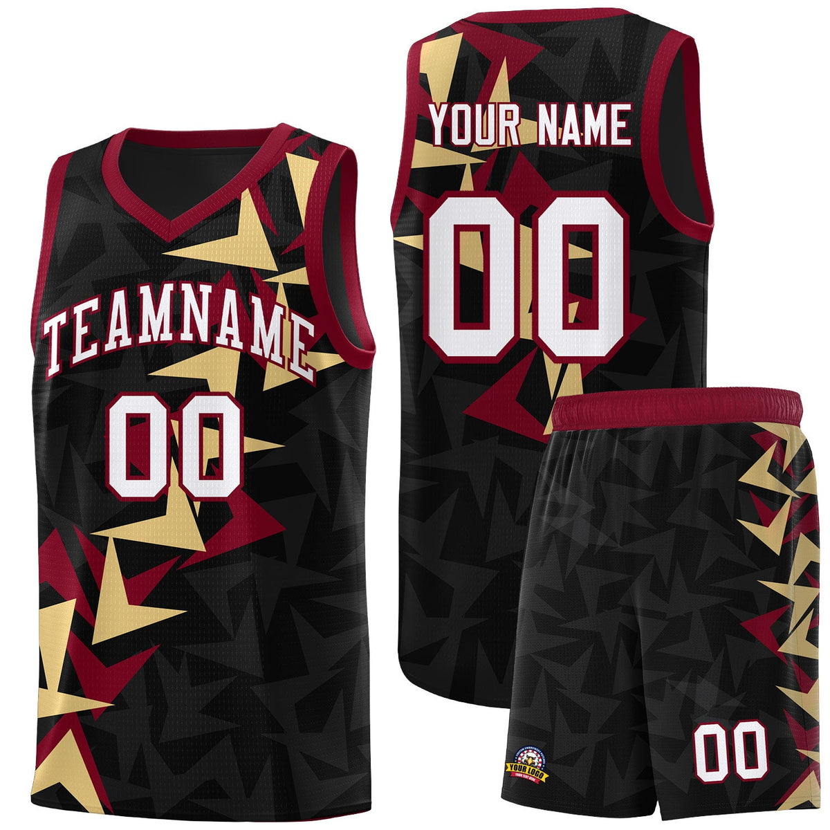 Custom Black Boomerang Pattern Sets Basketball Jersey