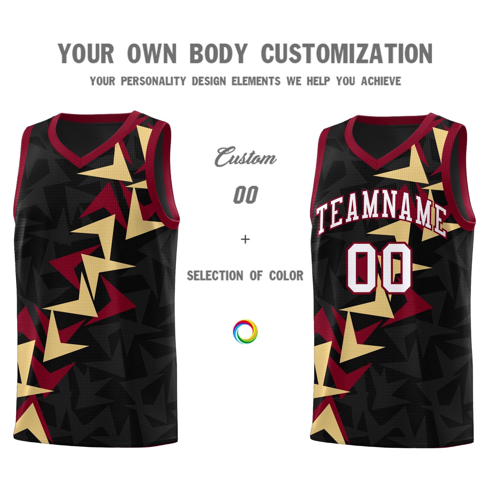 Custom Black Boomerang Pattern Sets Basketball Jersey