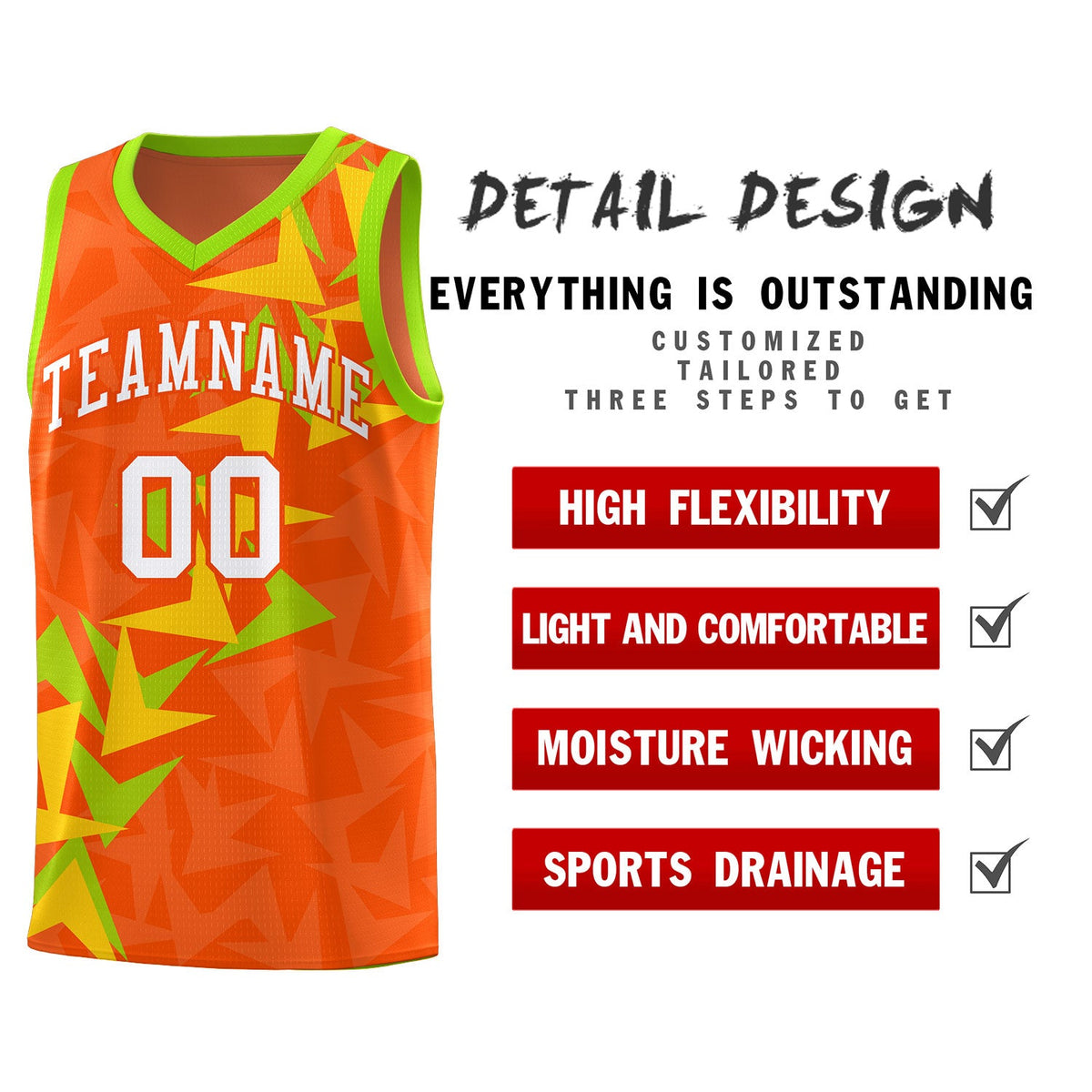 Custom Orange Boomerang Pattern Sets Basketball Jersey