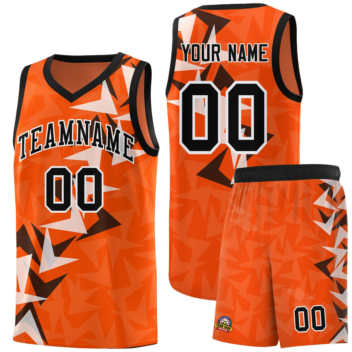 Custom Orange Boomerang Pattern Sets Basketball Jersey