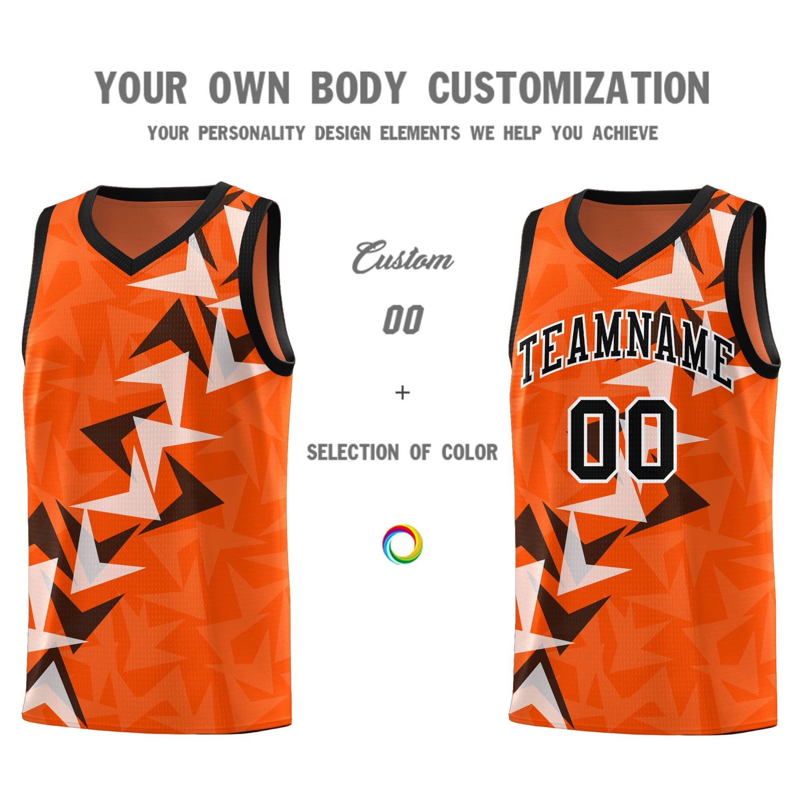 Custom Orange Boomerang Pattern Sets Basketball Jersey