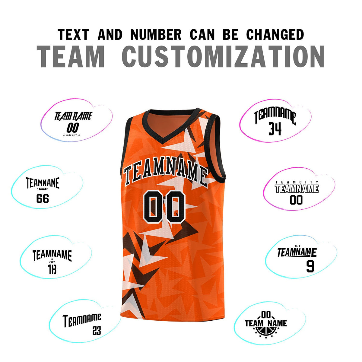 Custom Orange Boomerang Pattern Sets Basketball Jersey