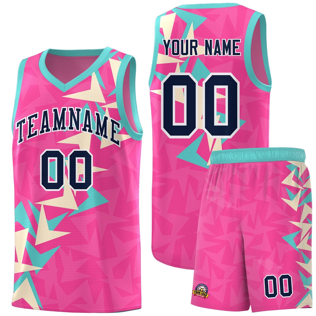 Custom Pink Boomerang Pattern Sets Basketball Jersey