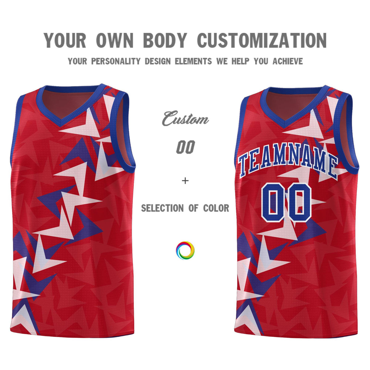 Custom Red Boomerang Pattern Sets Basketball Jersey