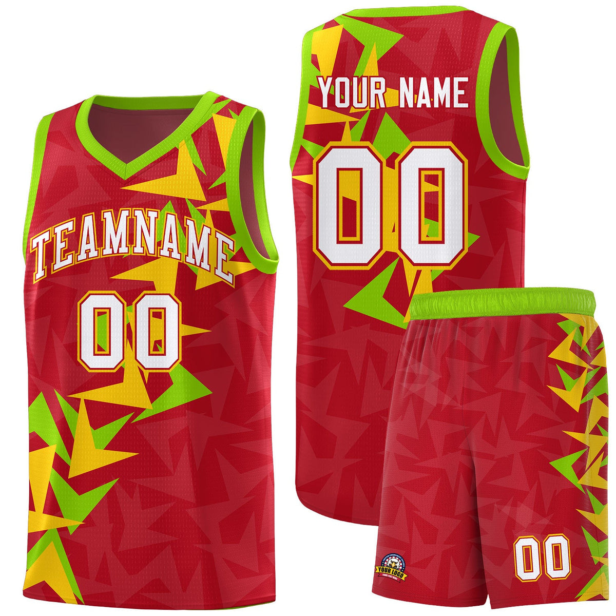 Custom Red Boomerang Pattern Sets Basketball Jersey