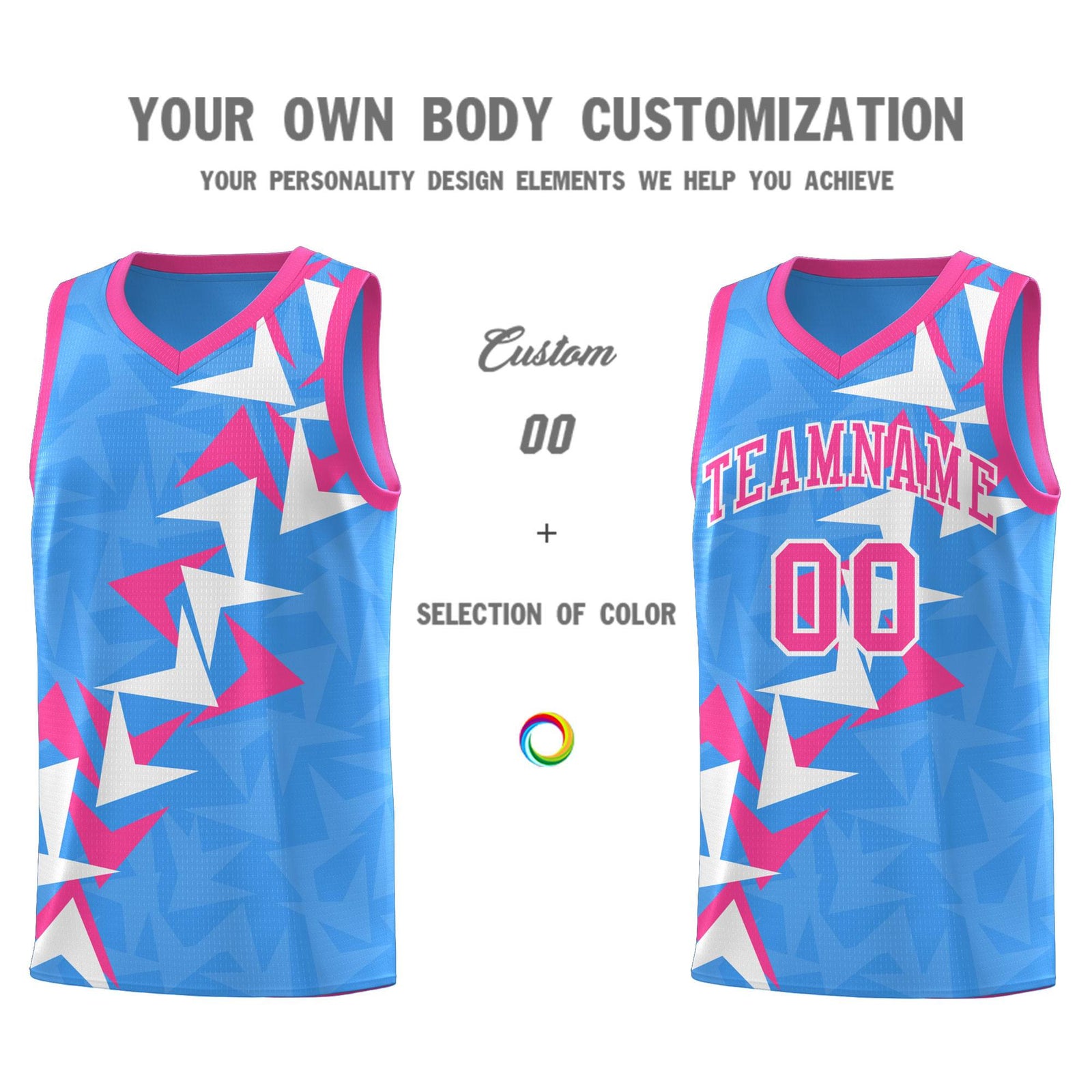 Custom Light Blue Boomerang Pattern Sets Basketball Jersey