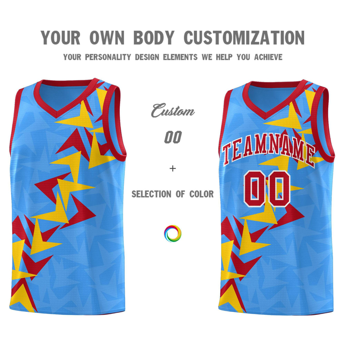 Custom Light Blue Boomerang Pattern Sets Basketball Jersey