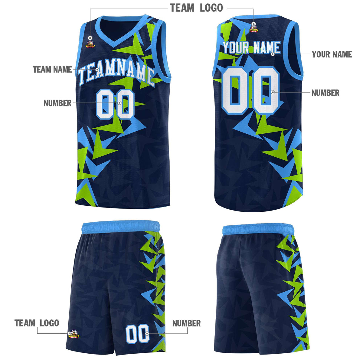 Custom Navy Boomerang Pattern Sets Basketball Jersey