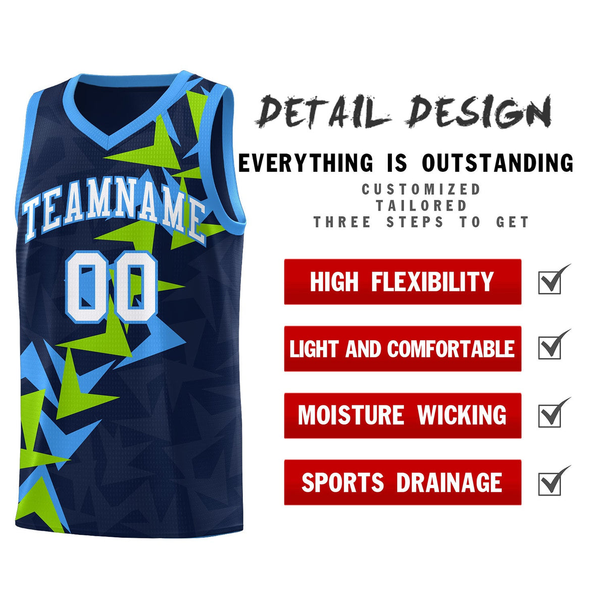 Custom Navy Boomerang Pattern Sets Basketball Jersey