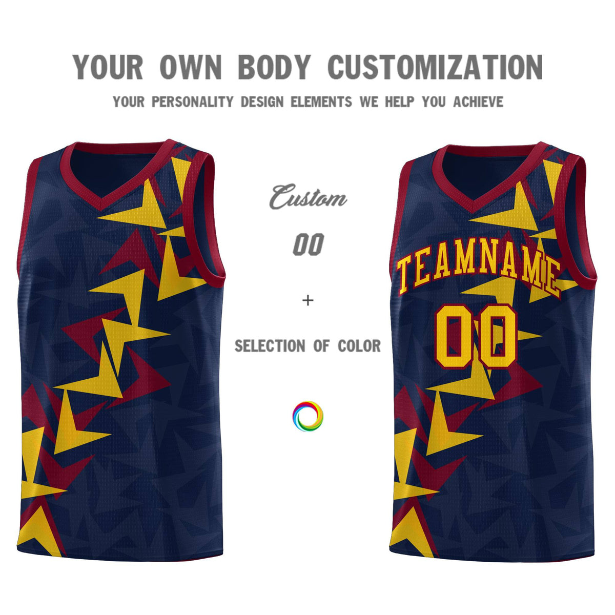 Custom Navy Boomerang Pattern Sets Basketball Jersey