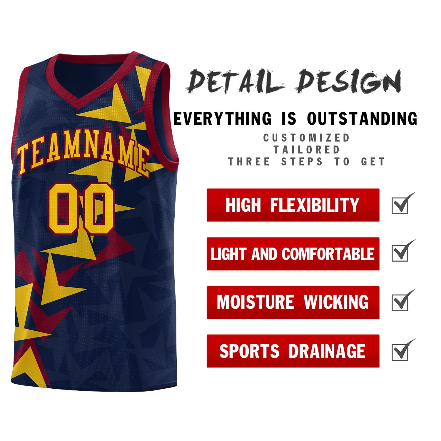 Custom Navy Boomerang Pattern Sets Basketball Jersey