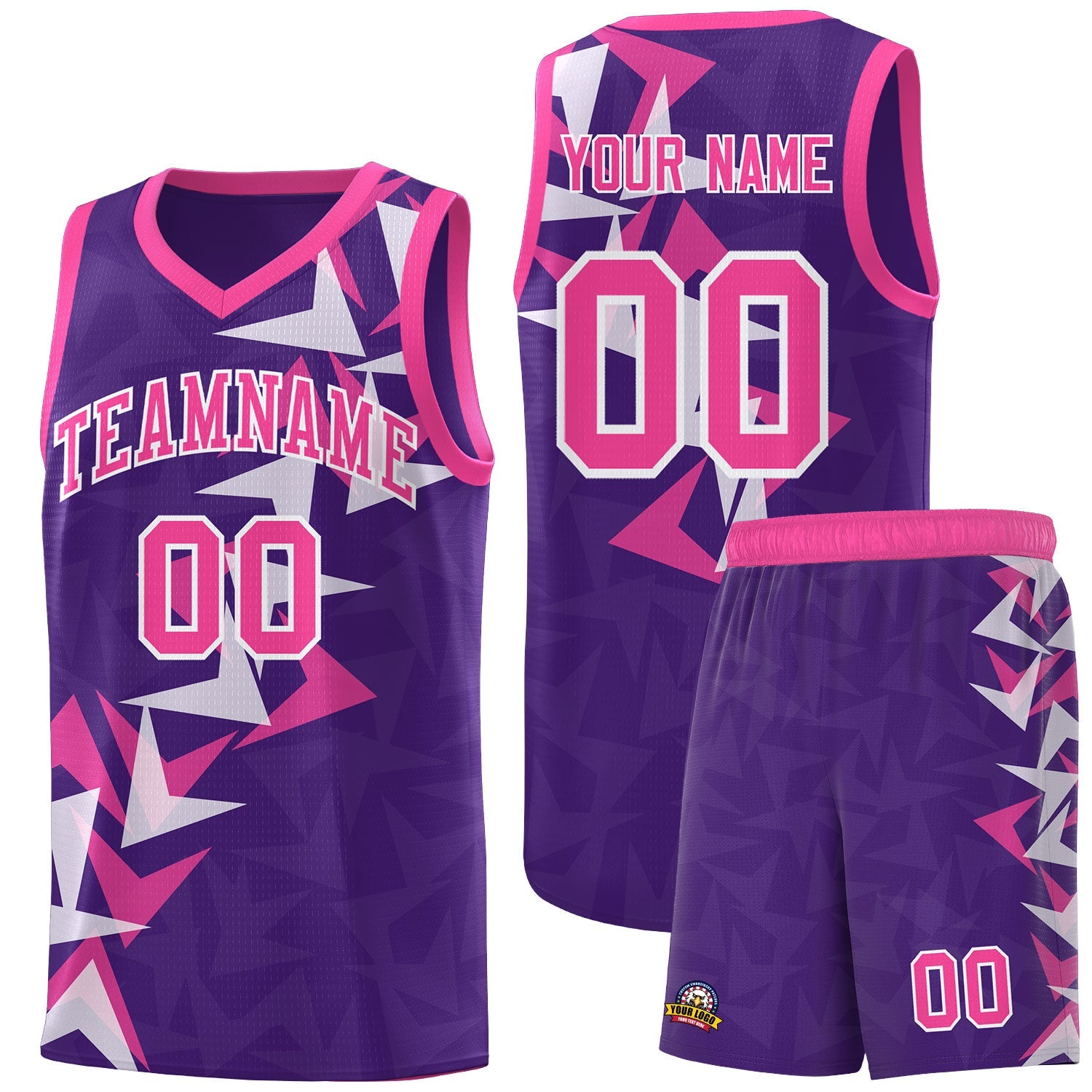 Custom Purple Boomerang Pattern Sets Basketball Jersey