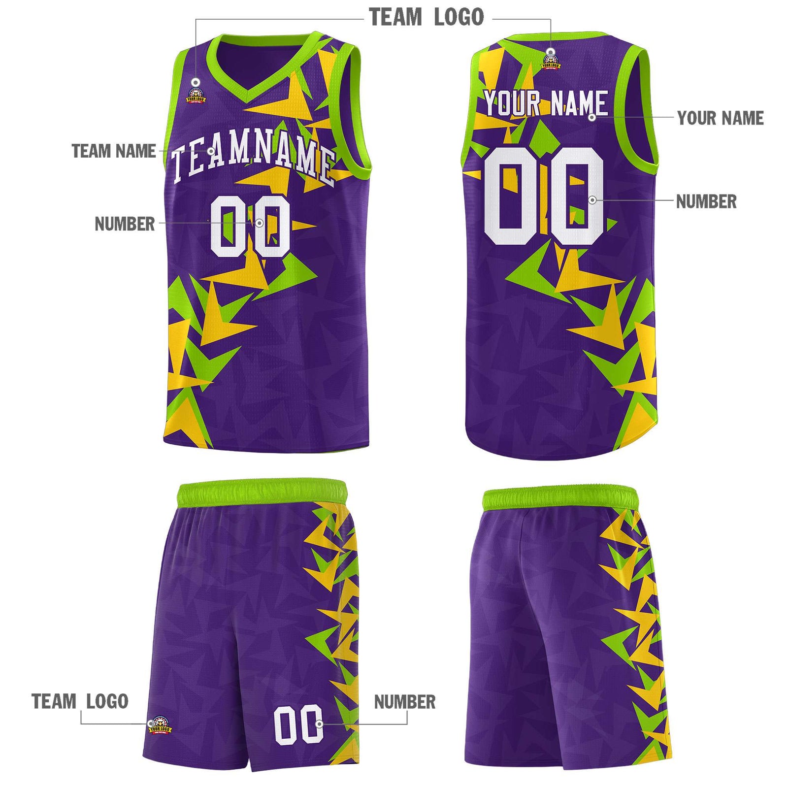 Custom Purple Boomerang Pattern Sets Basketball Jersey