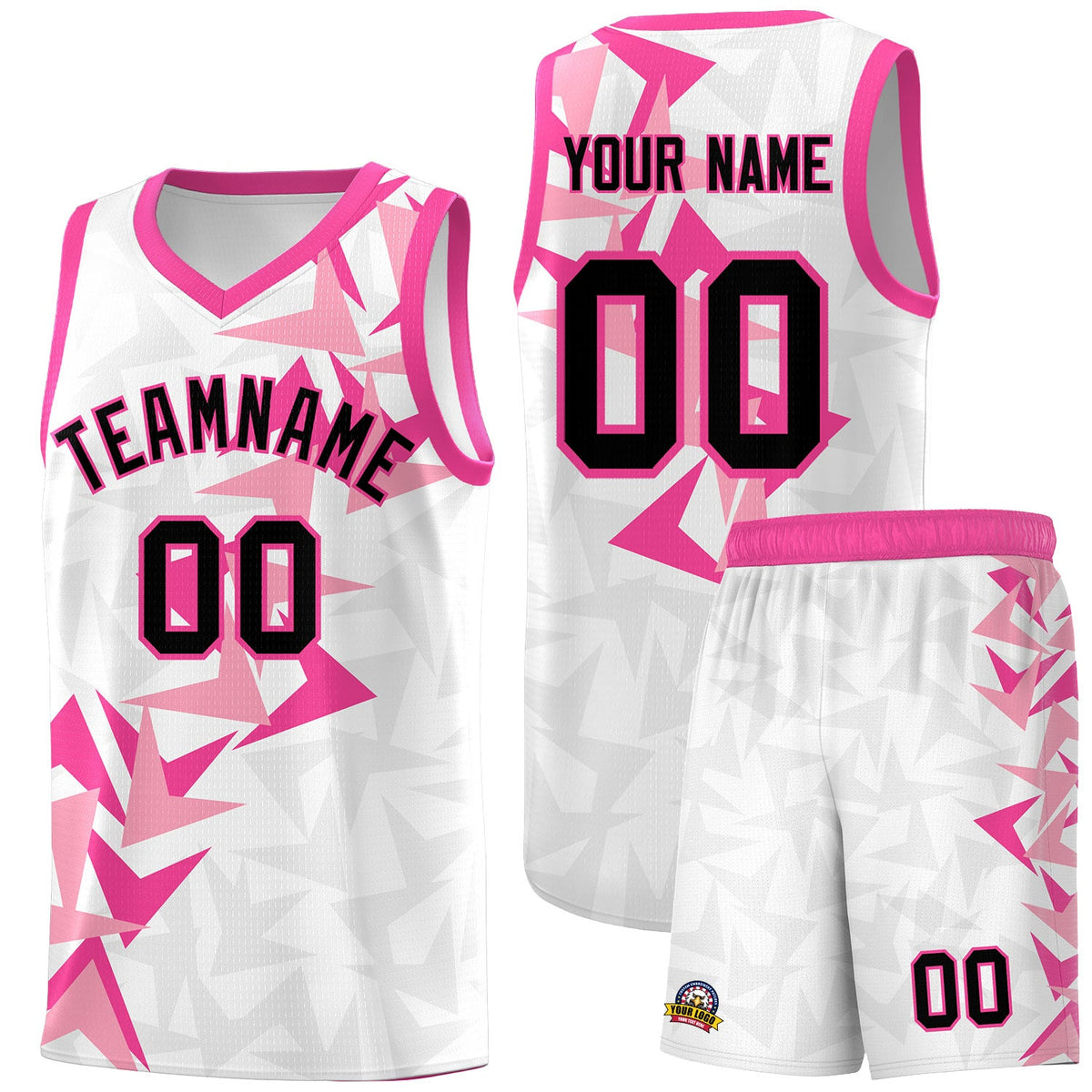 Custom White Boomerang Pattern Sets Basketball Jersey