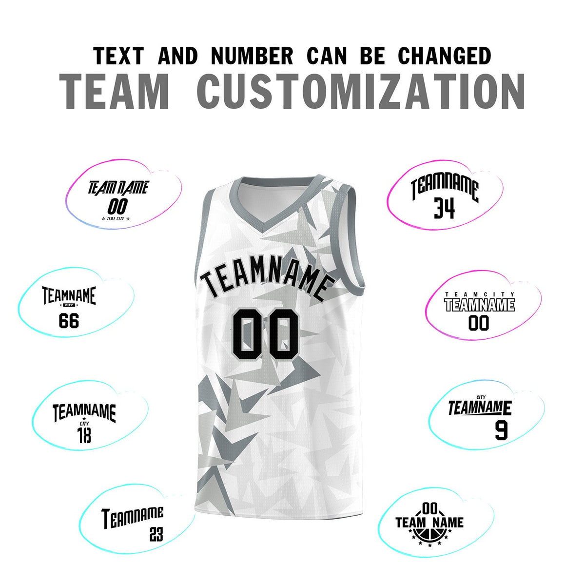 Custom White Boomerang Pattern Sets Basketball Jersey