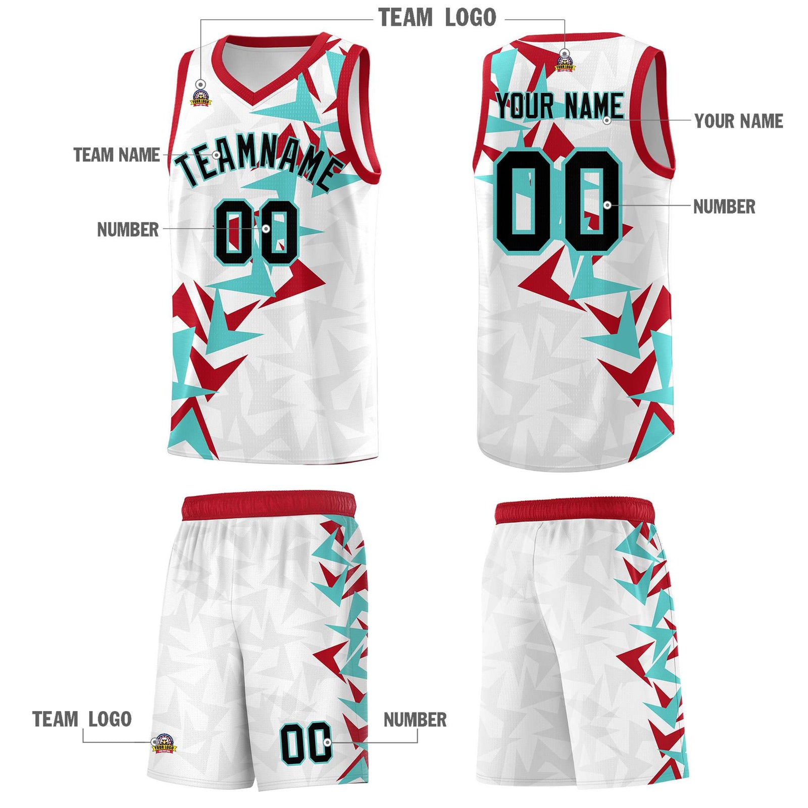 Custom White Boomerang Pattern Sets Basketball Jersey