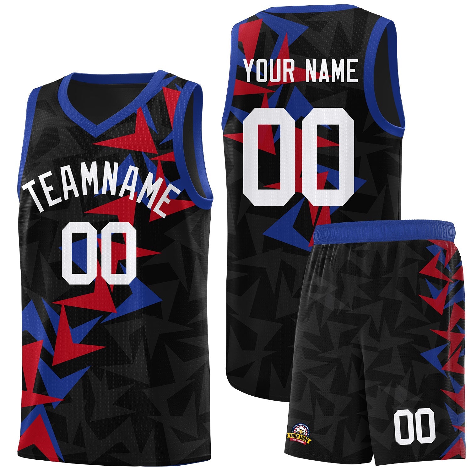 Custom Black Boomerang Pattern Sets Basketball Jersey