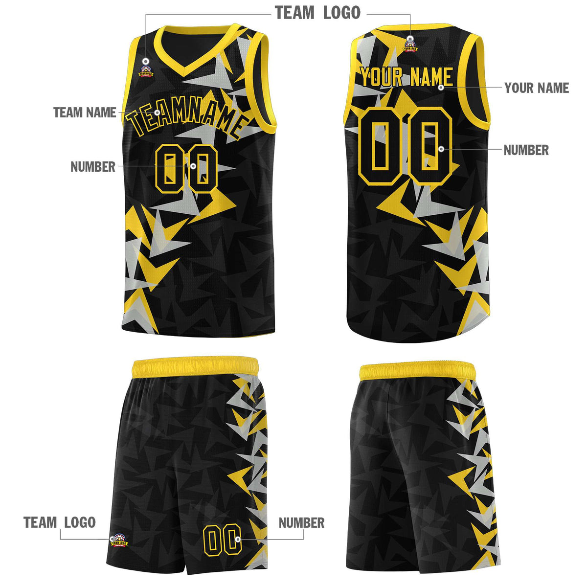 Custom Black Boomerang Pattern Sets Basketball Jersey