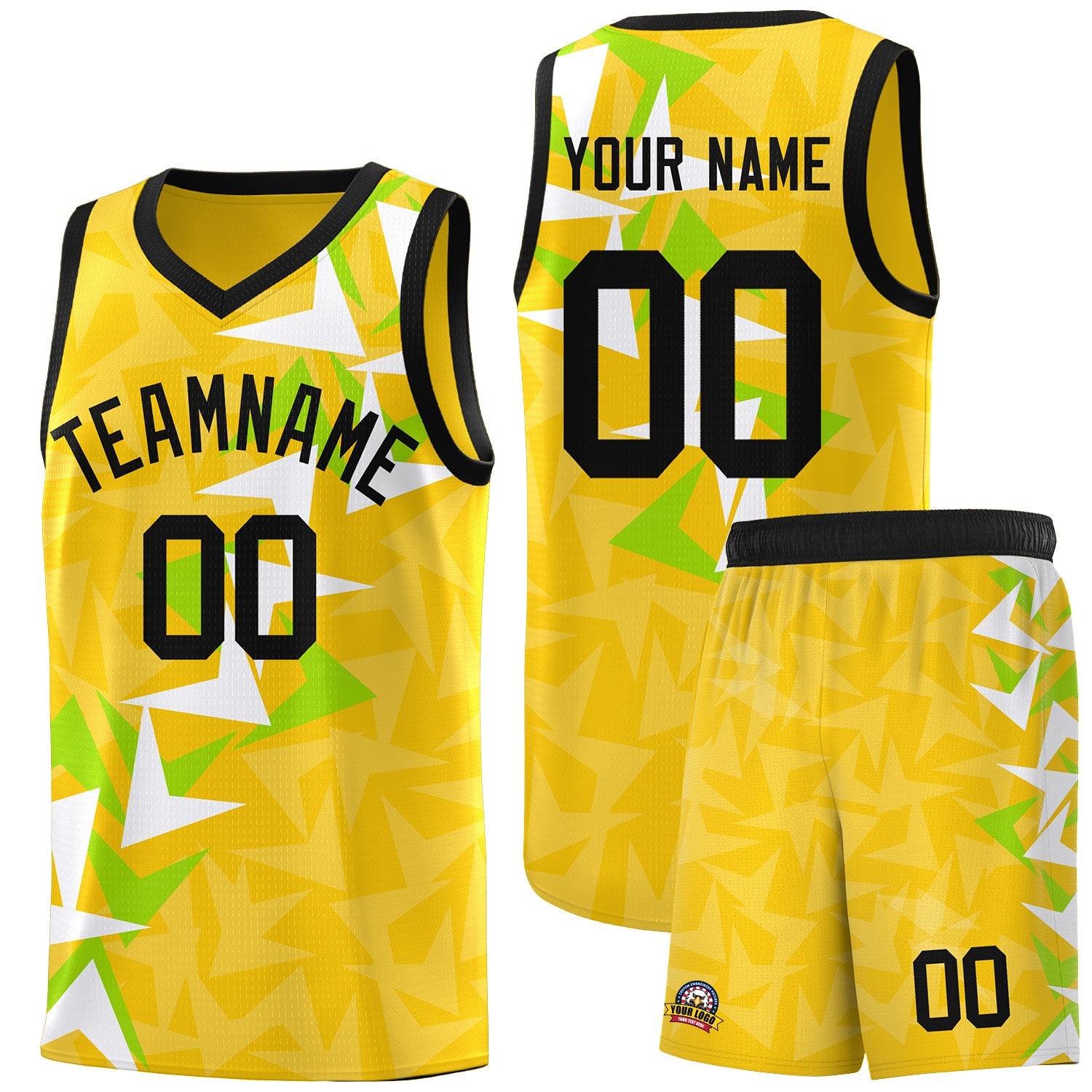 Custom Gold Boomerang Pattern Sets Basketball Jersey