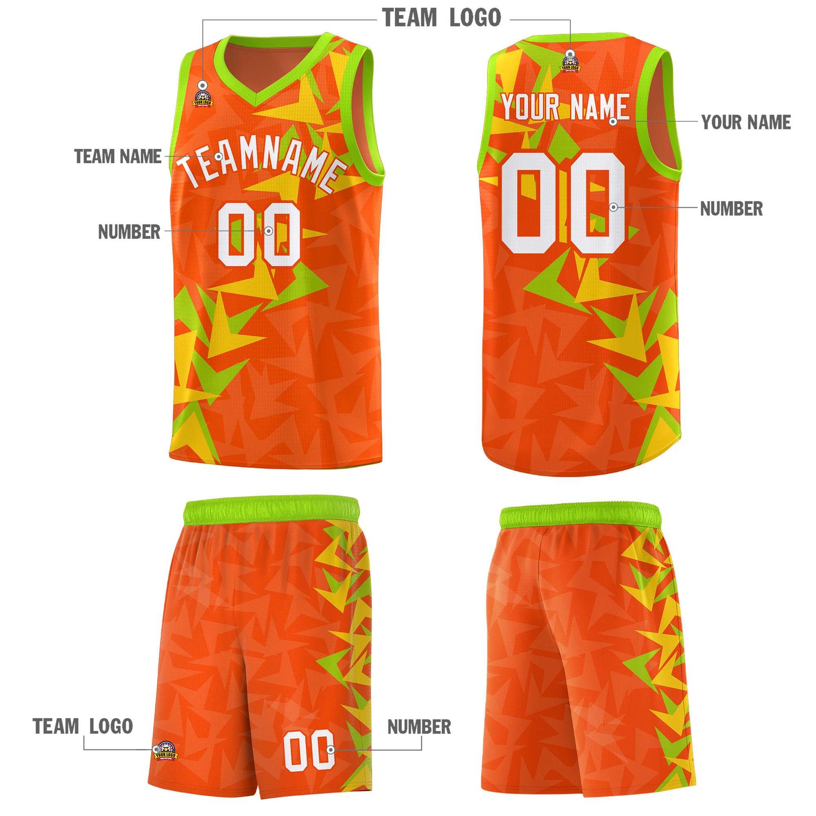 Custom Orange Boomerang Pattern Sets Basketball Jersey
