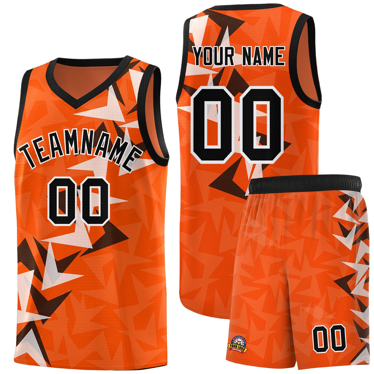 Custom Orange Boomerang Pattern Sets Basketball Jersey