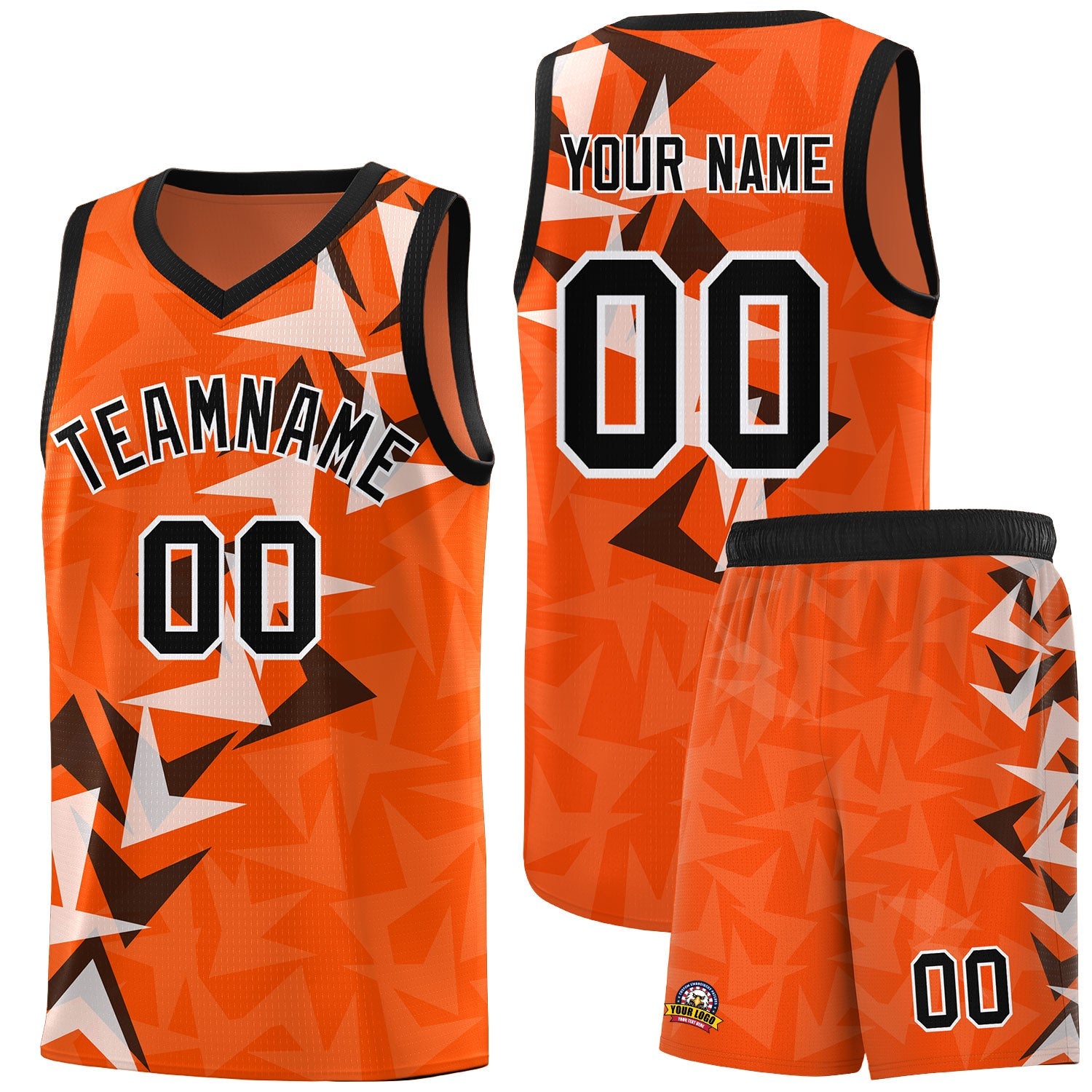 Custom Orange Boomerang Pattern Sets Basketball Jersey