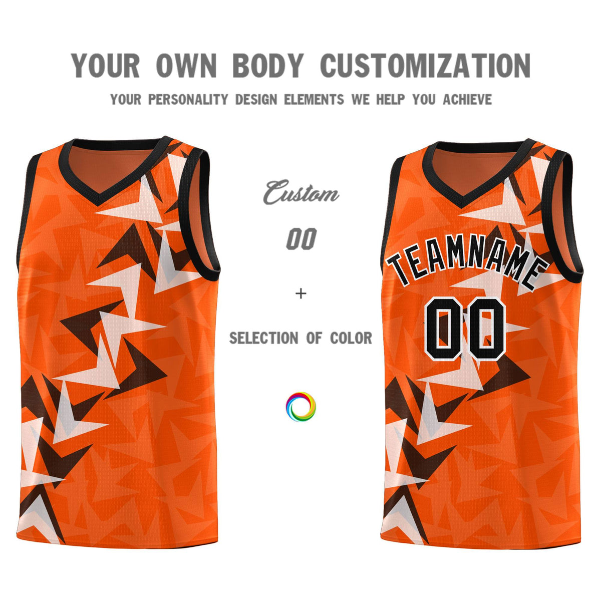 Custom Orange Boomerang Pattern Sets Basketball Jersey