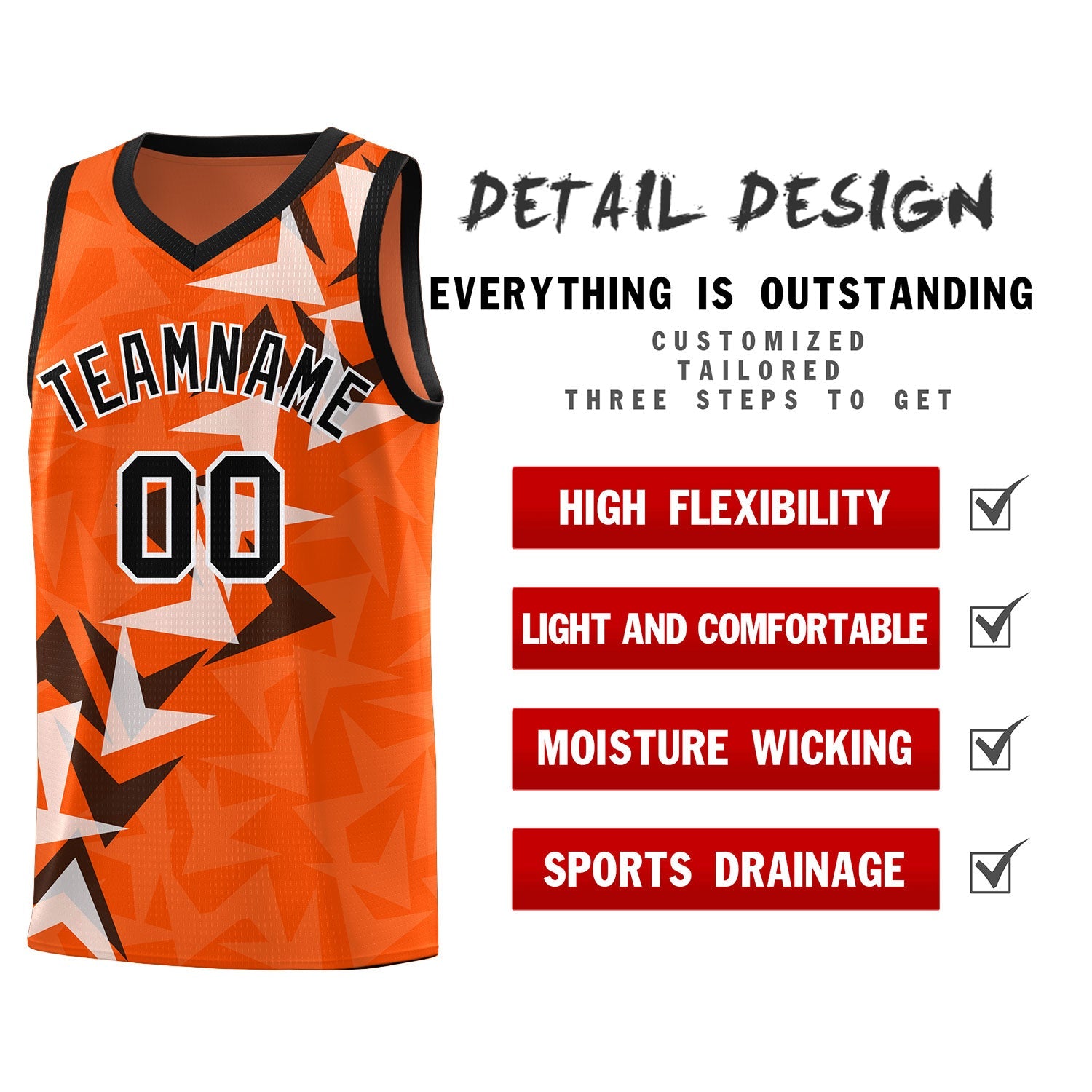 Custom Orange Boomerang Pattern Sets Basketball Jersey
