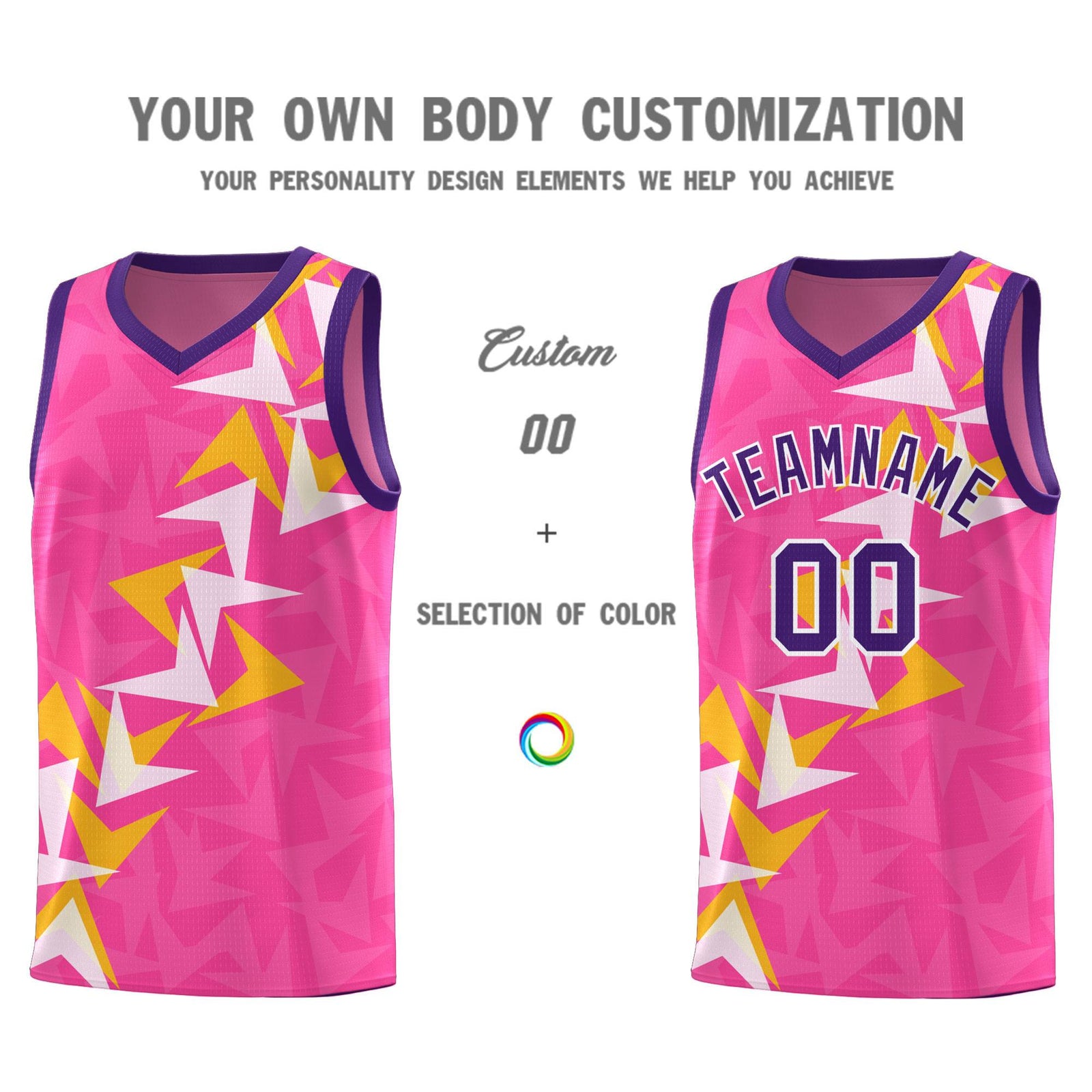 Custom Pink Boomerang Pattern Sets Basketball Jersey
