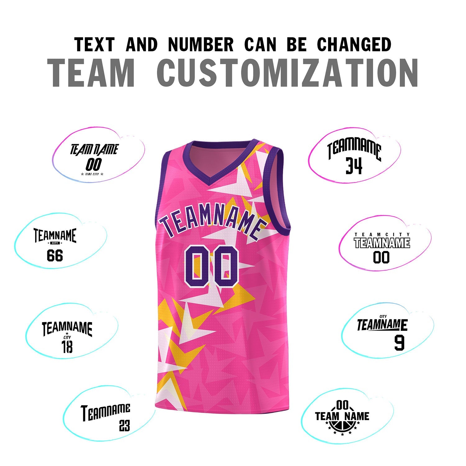 Custom Pink Boomerang Pattern Sets Basketball Jersey