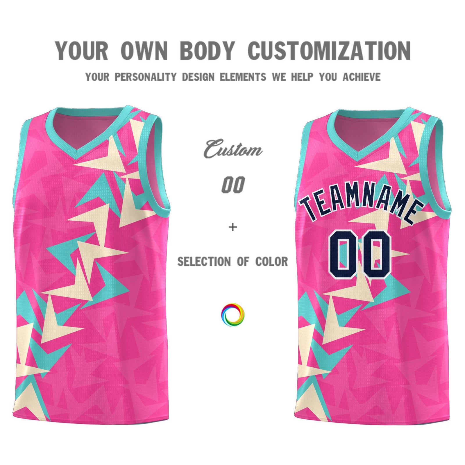 Custom Pink Boomerang Pattern Sets Basketball Jersey
