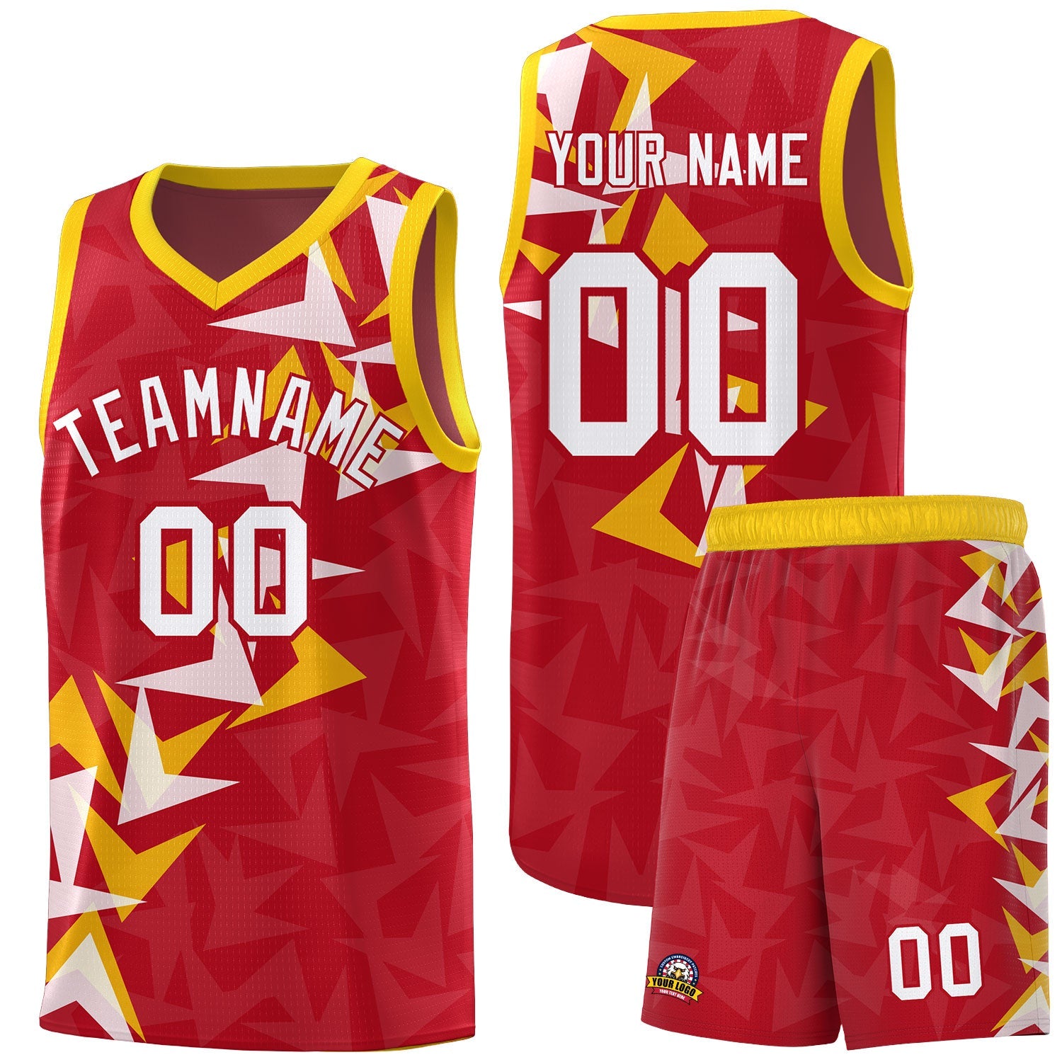Custom Red Boomerang Pattern Sets Basketball Jersey