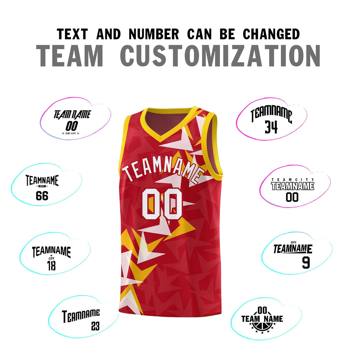 Custom Red Boomerang Pattern Sets Basketball Jersey
