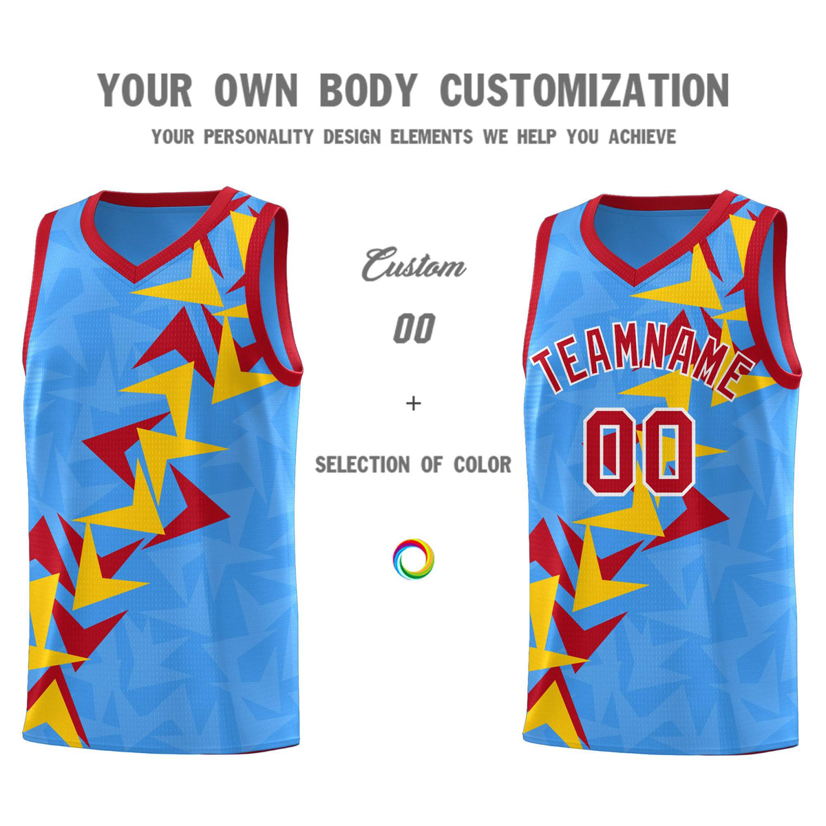 Custom Light Blue Boomerang Pattern Sets Basketball Jersey