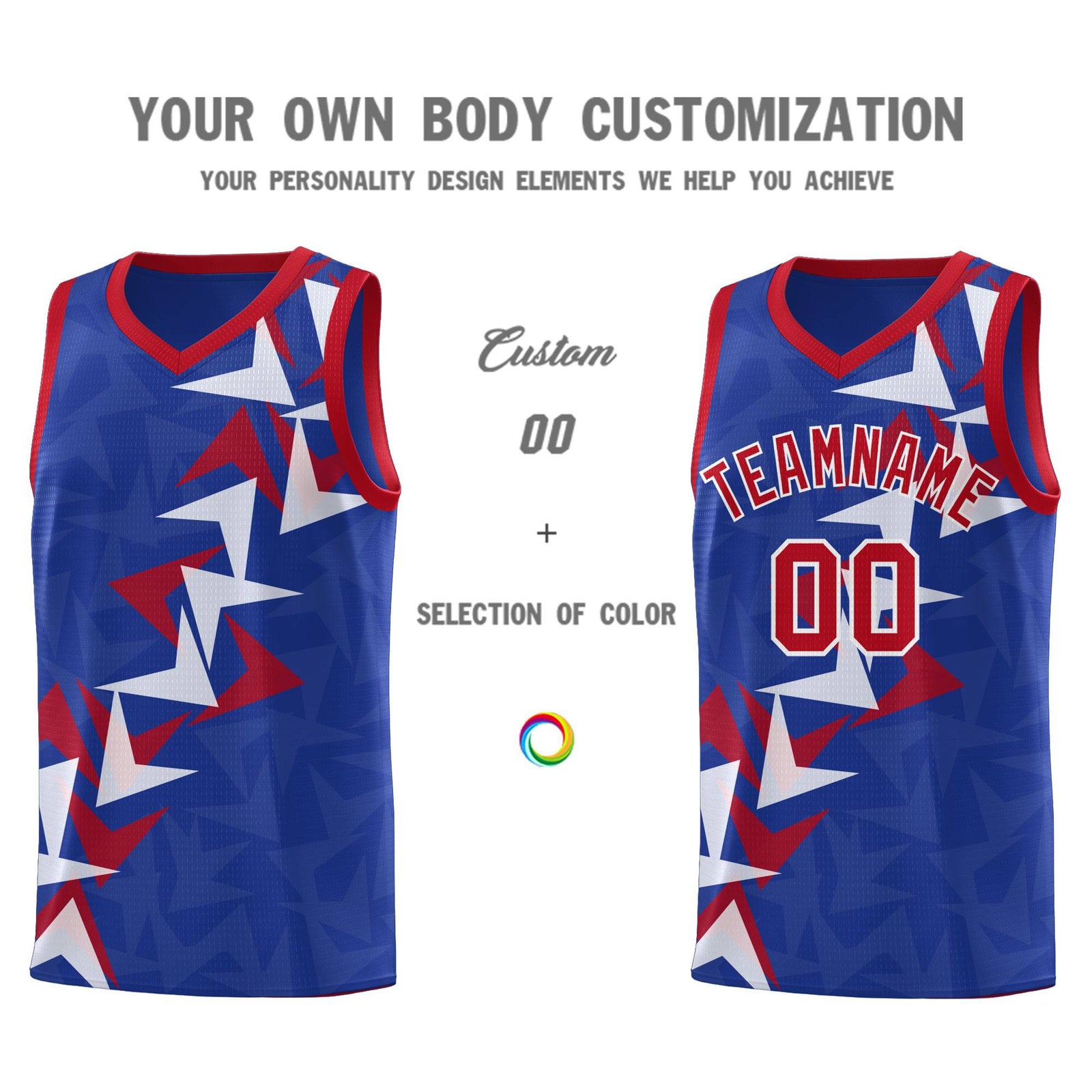 Custom Royal Boomerang Pattern Sets Basketball Jersey
