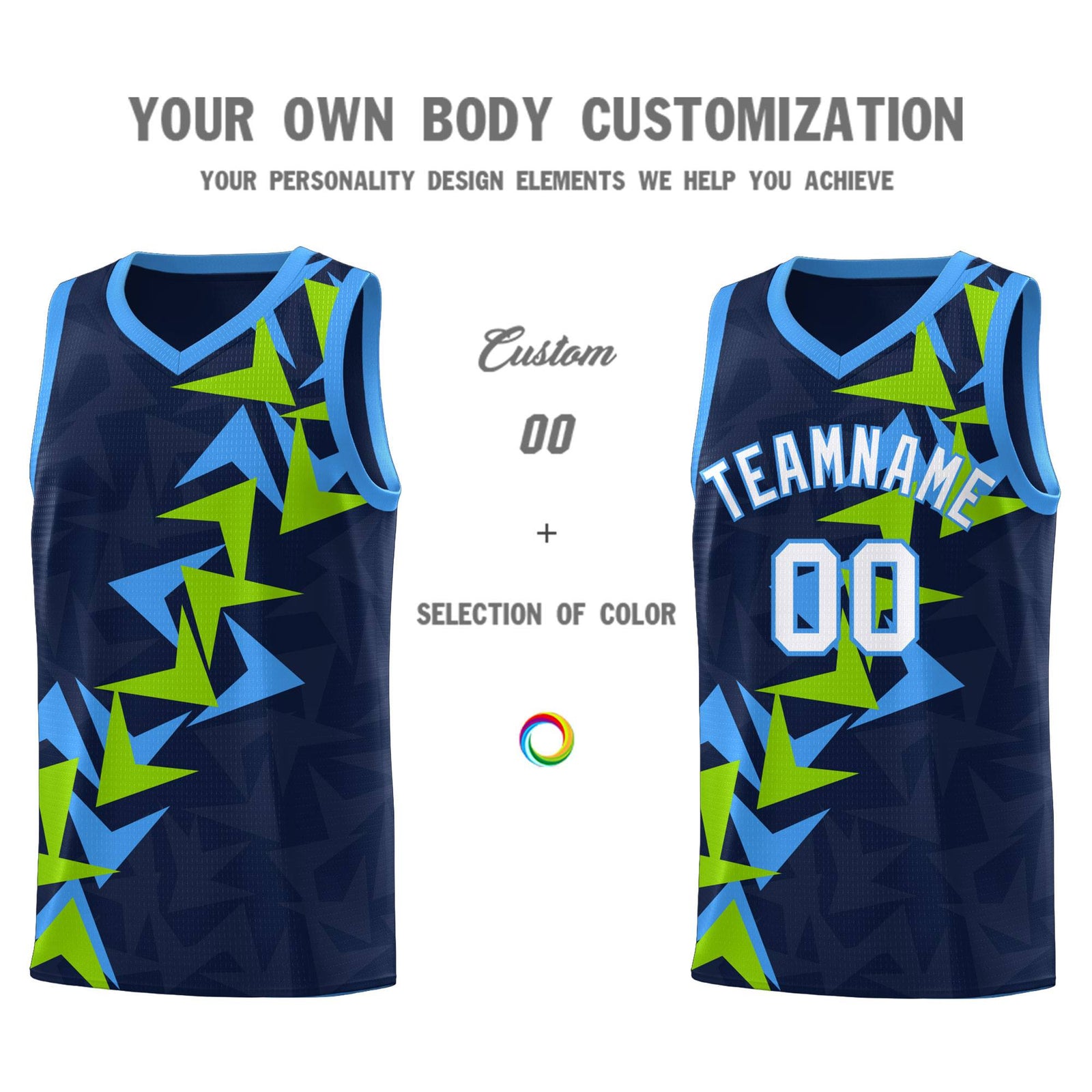 Custom Navy Boomerang Pattern Sets Basketball Jersey