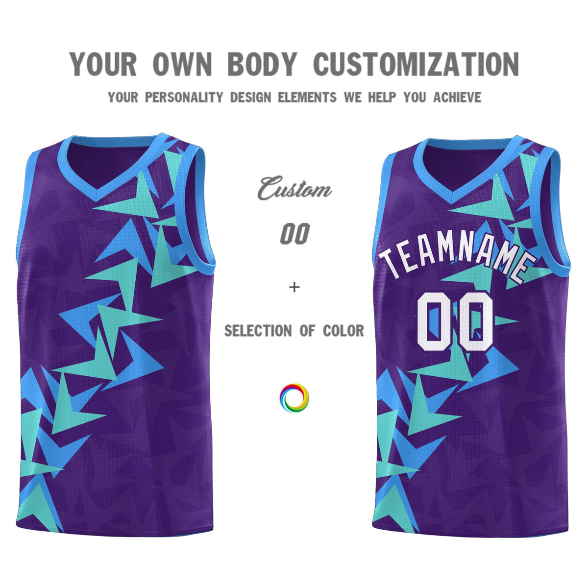 Custom Purple Boomerang Pattern Sets Basketball Jersey